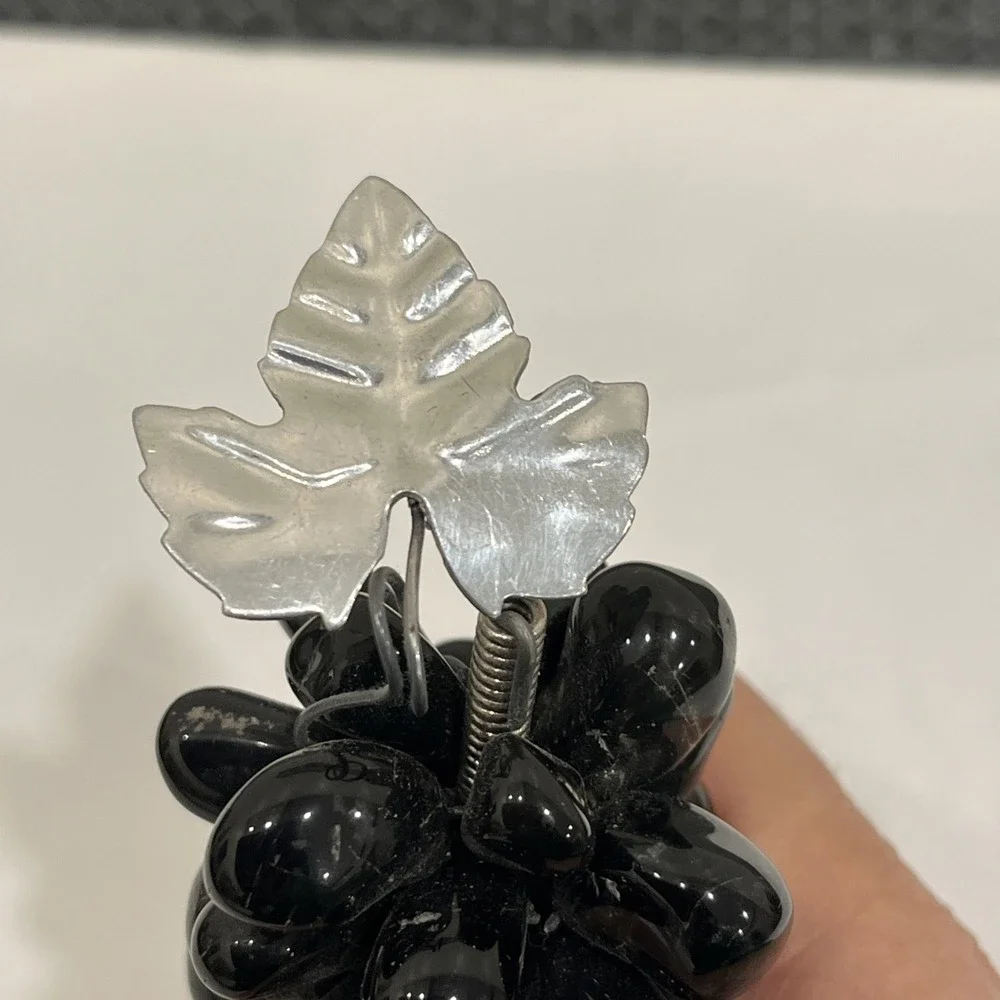 Black Onyx Stone Grape Clusters, Obsidian, Faux Stone Grapes, Decor